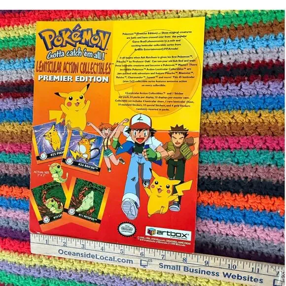 1999 Pokemon Artbox Action Flipz Promo Sales Insert Flyer - Ash Pikachu Rare Ad - Picture 8 of 9